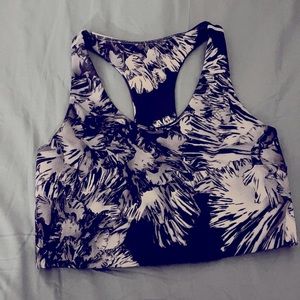 Zella Women's Black and White Patterned yoga top